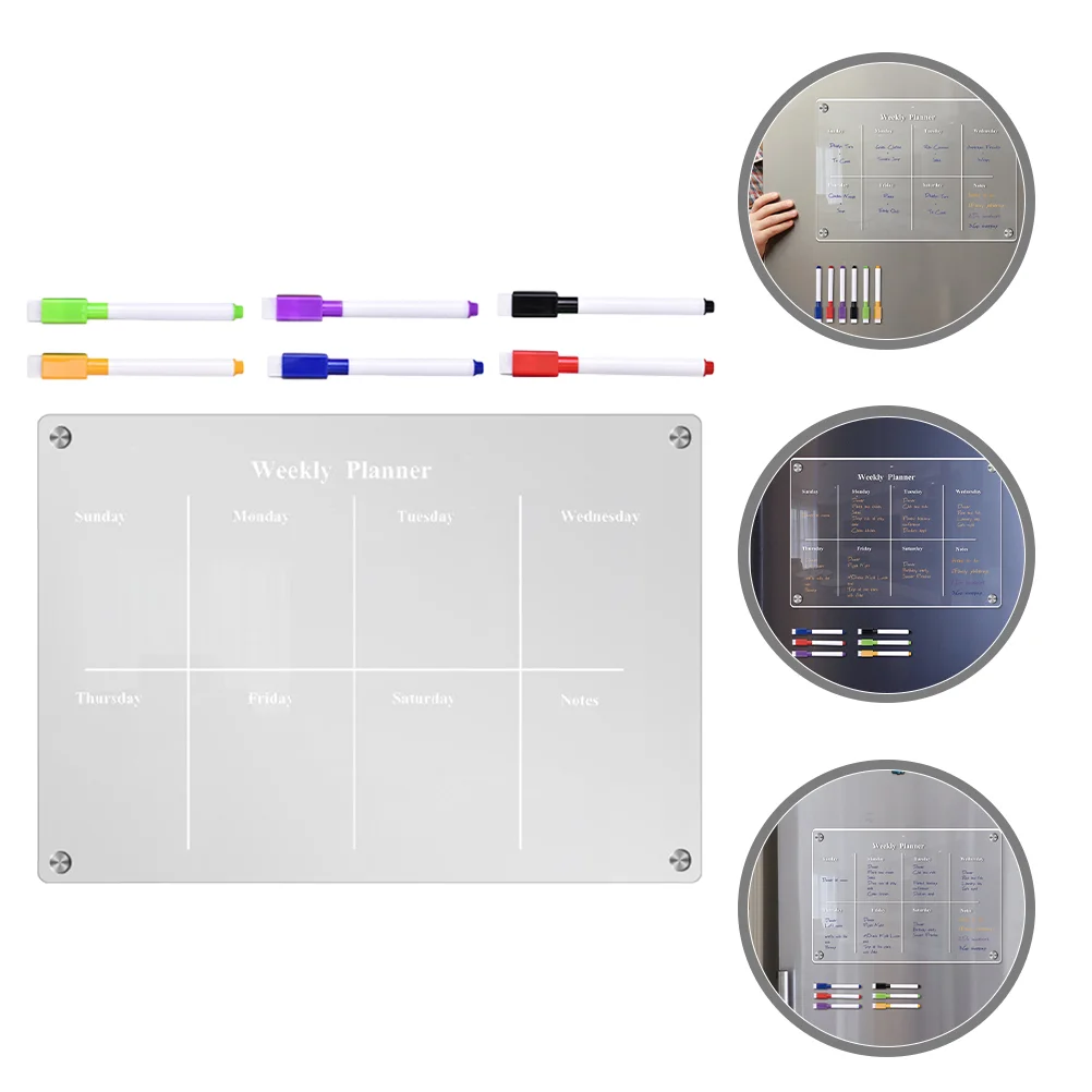 Magnetic Refrigerator Planning Whiteboard Transparent Clear Blank Dry Erase Meal Acrylic