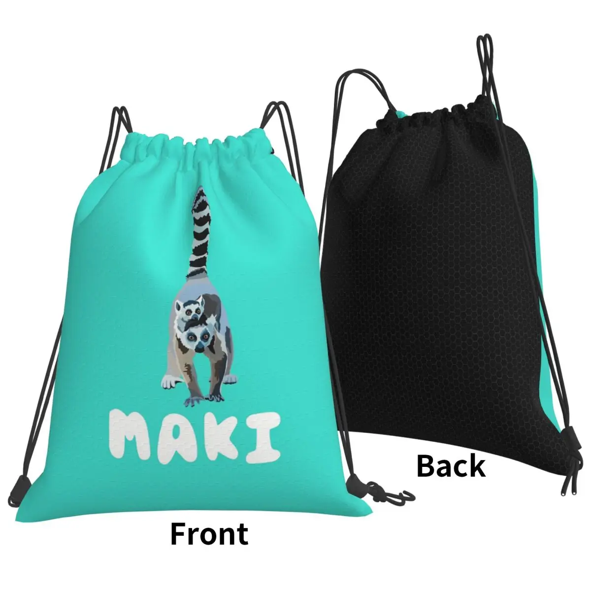 R Is For Ring Tailed Lemur, Ringtail Lemur Backpacks Multi-function Drawstring Bags Sports Bag Book Bags for Man Woman School