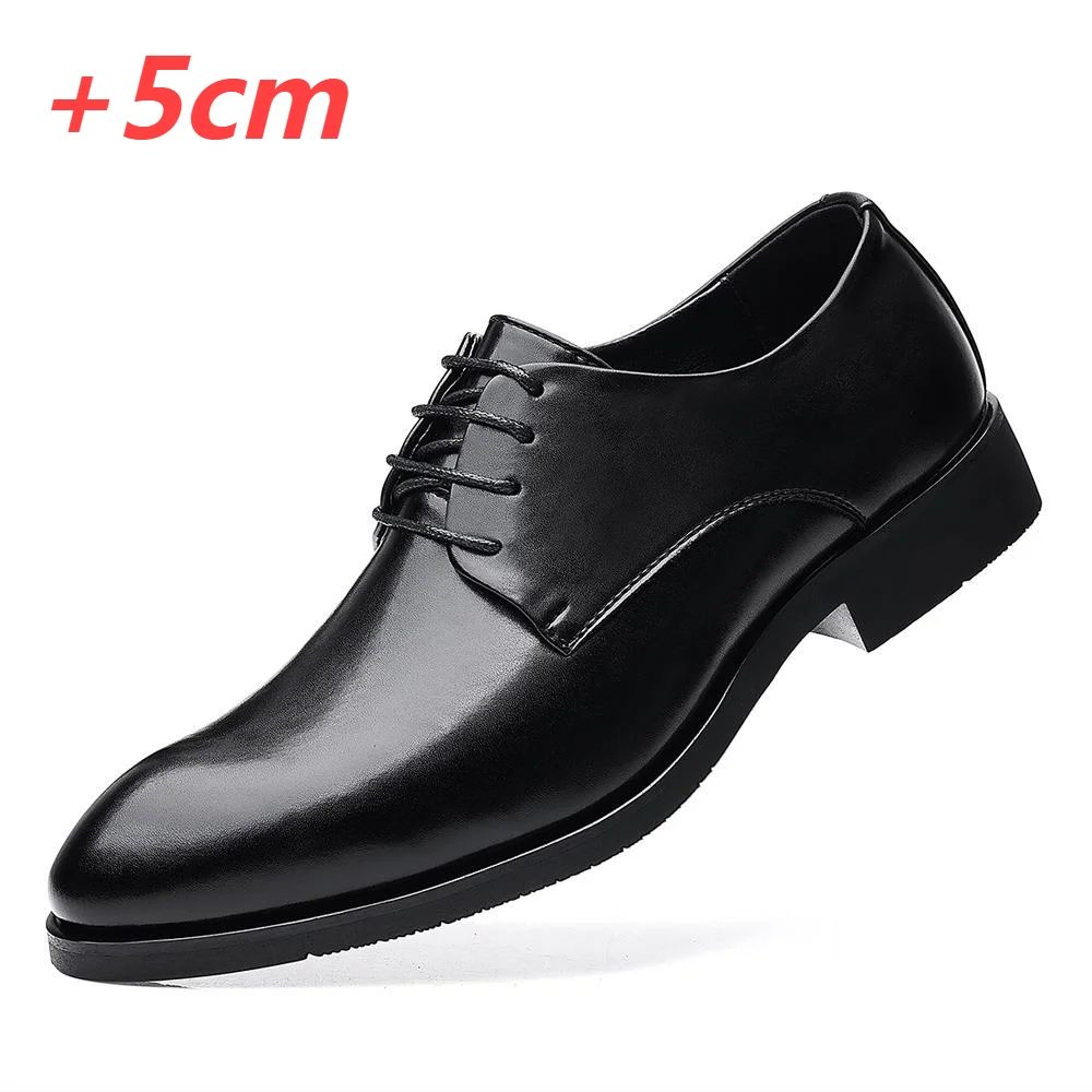 Men\'s Elevator Shoes Height Increasing Men Taller Shoes  5CM Invisible Insole Heighten Increased business Shoes man dress shoes