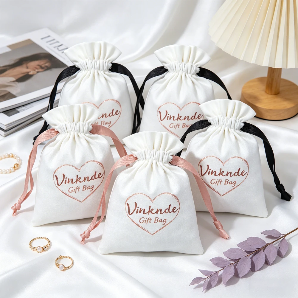 

100Pcs Custom Logo Recycle Organic Cotton Bags Small Canvas Hemp Fabric Gift Drawstring Dust Bag Jewelry Packaging Pouch Bags