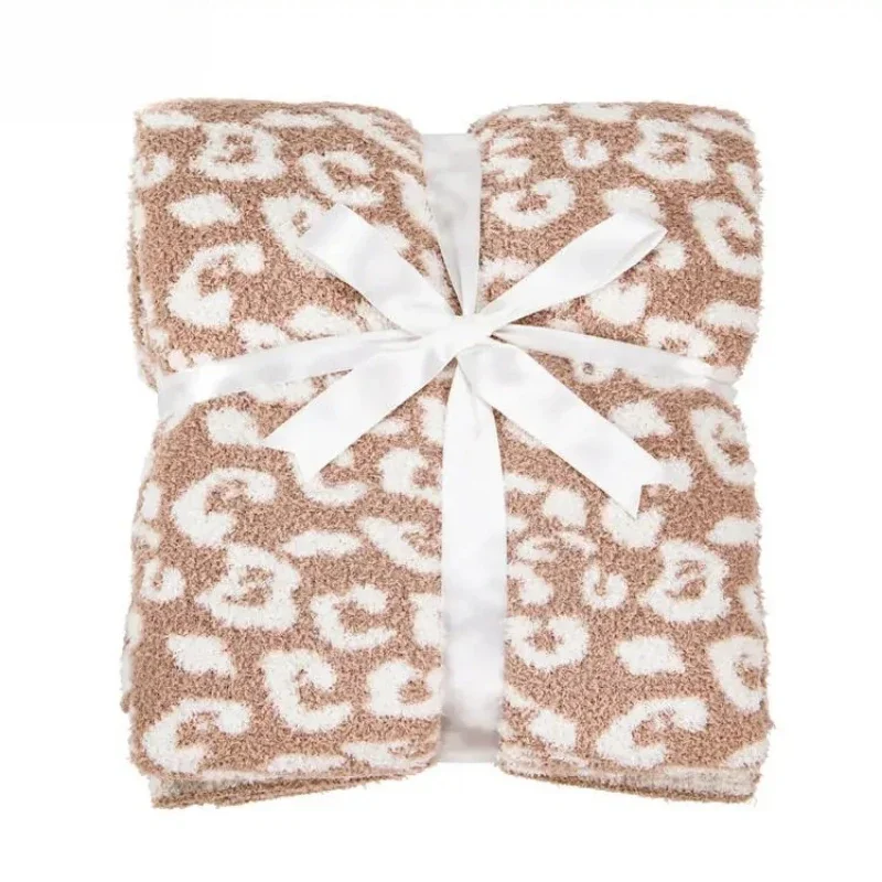 New lightweight thick and comfortable blanket polyester leopard print microfiber winter knitted throw blanket