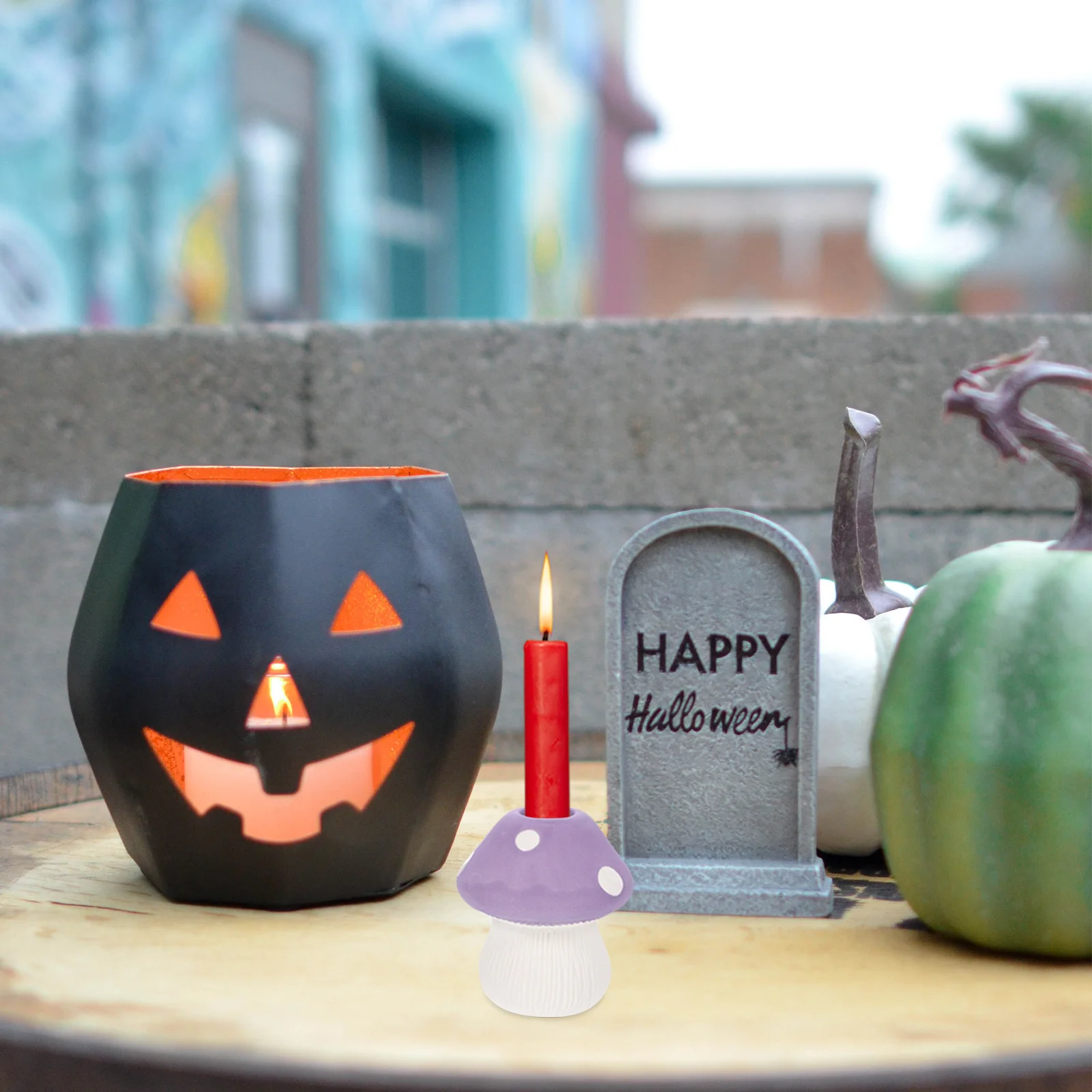 

Mushroom Modeling Candlestick Ceramic Desktop Decor for Living Room Holiday Dinner Party Atmosphere Enhancement Gift Idea