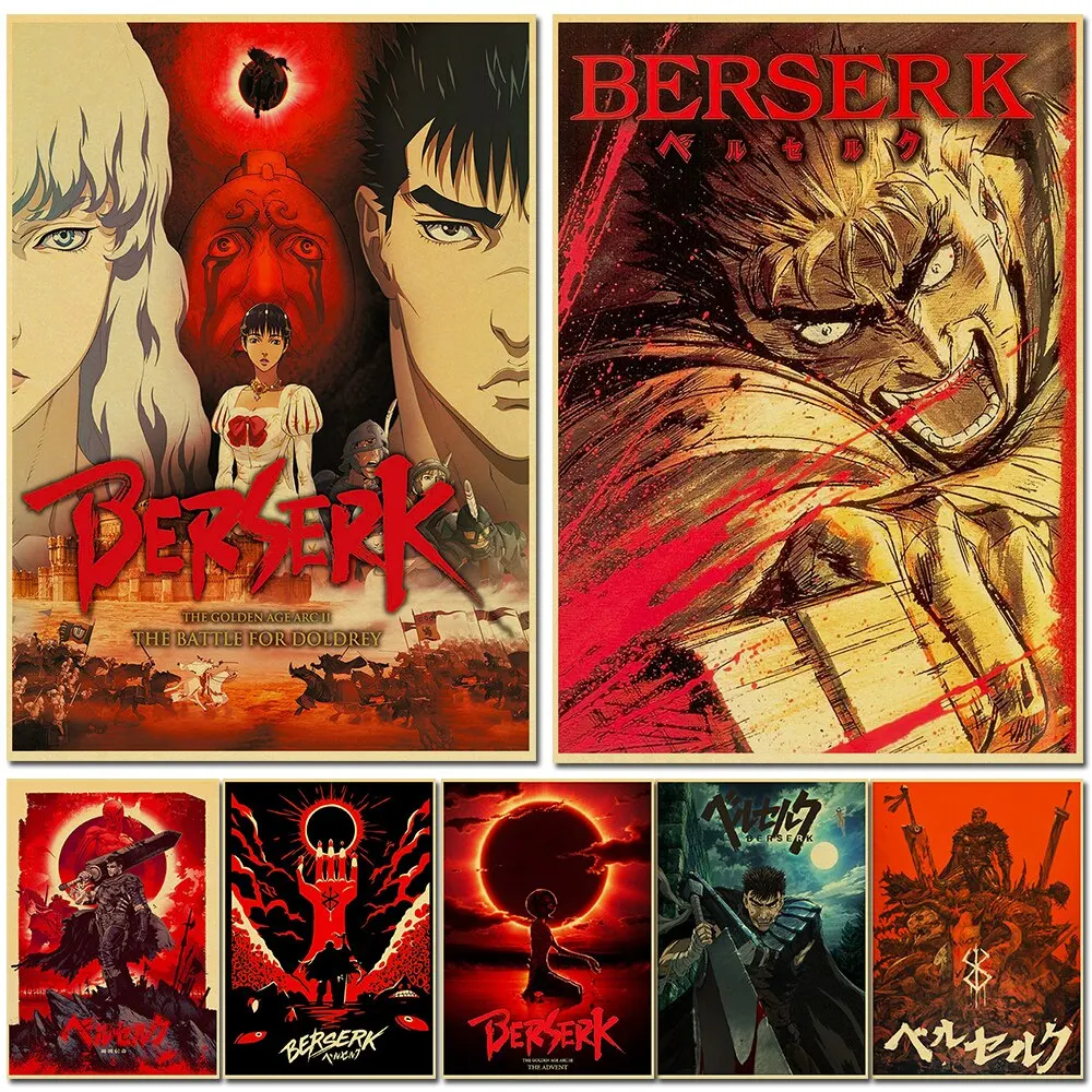 Ultra komfortable japanische Kunstwand BERSERK Poster Leinwand Malerei Poster für Home Decor Wohnzimmer Wandkunst für Schlafzimmer