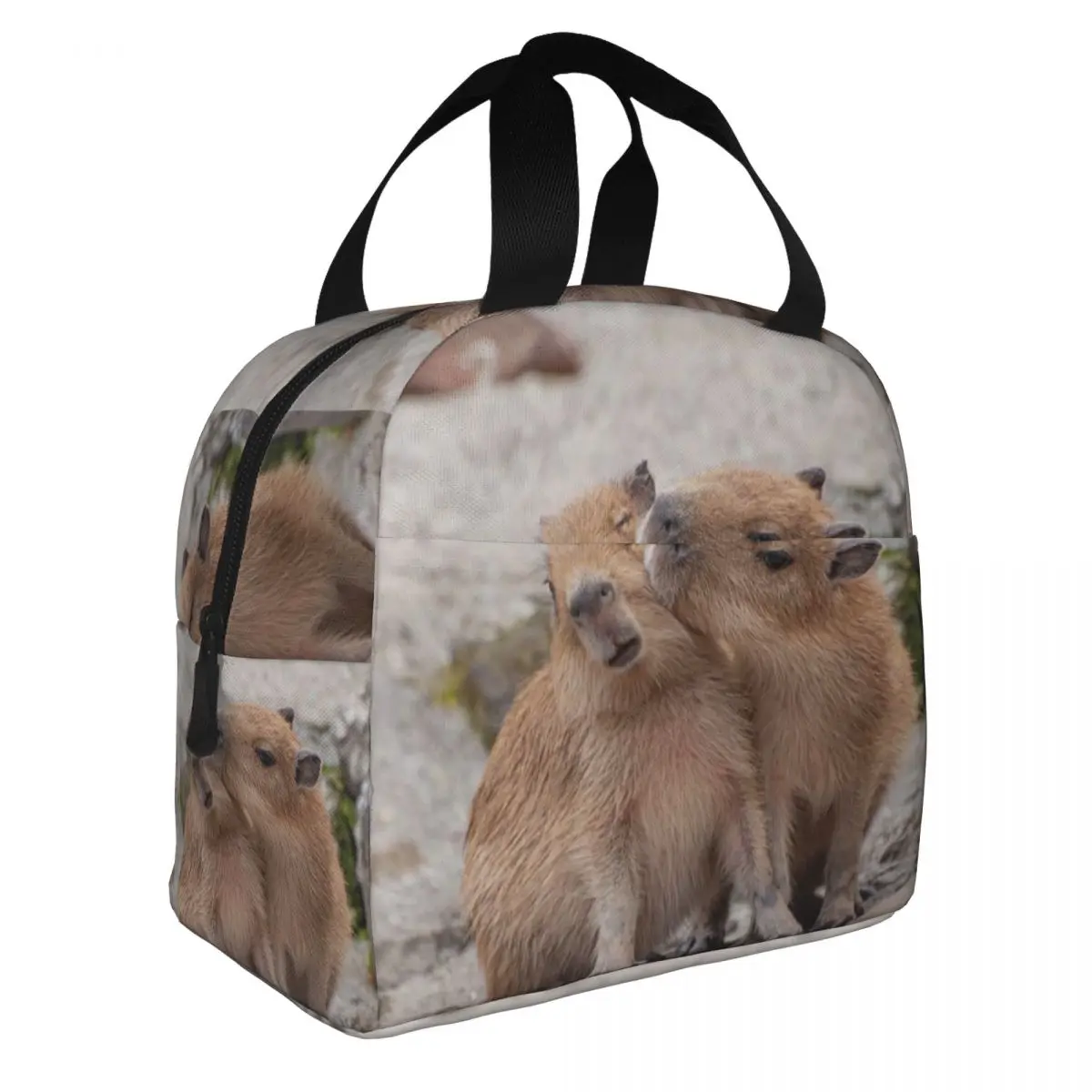 Amante Capivara Sacos De Almoço Isolados Portátil Recipiente De Almoço Animal Kawaii Saco Térmico Lancheira Tote Escola Outdoor Bento Pouch