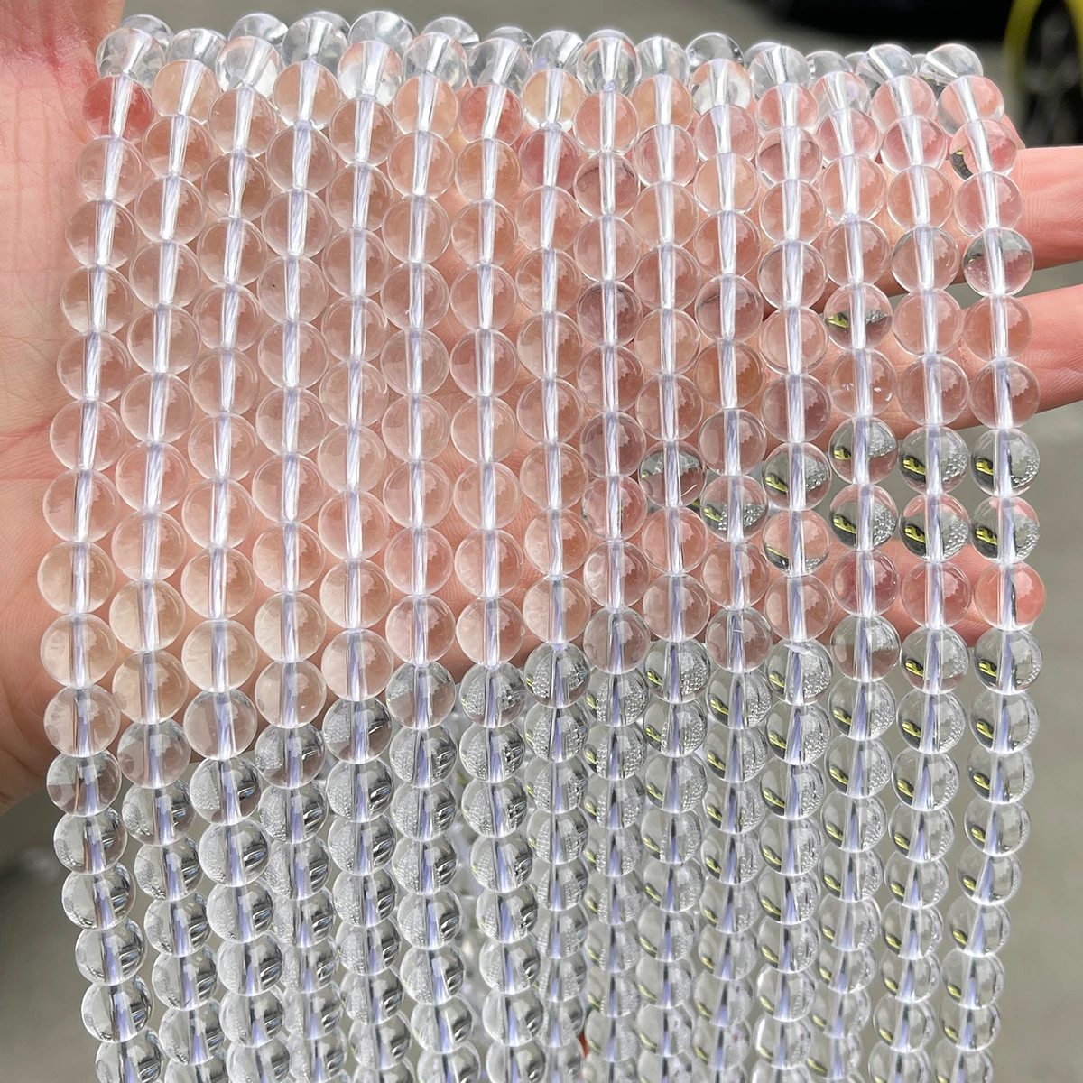 Naturstein-Quarzperlen, runde lose Abstandsperlen, weiße Kristallperlen für die Schmuckherstellung, DIY-Armband- und Halskettenzubehör – Detail 4