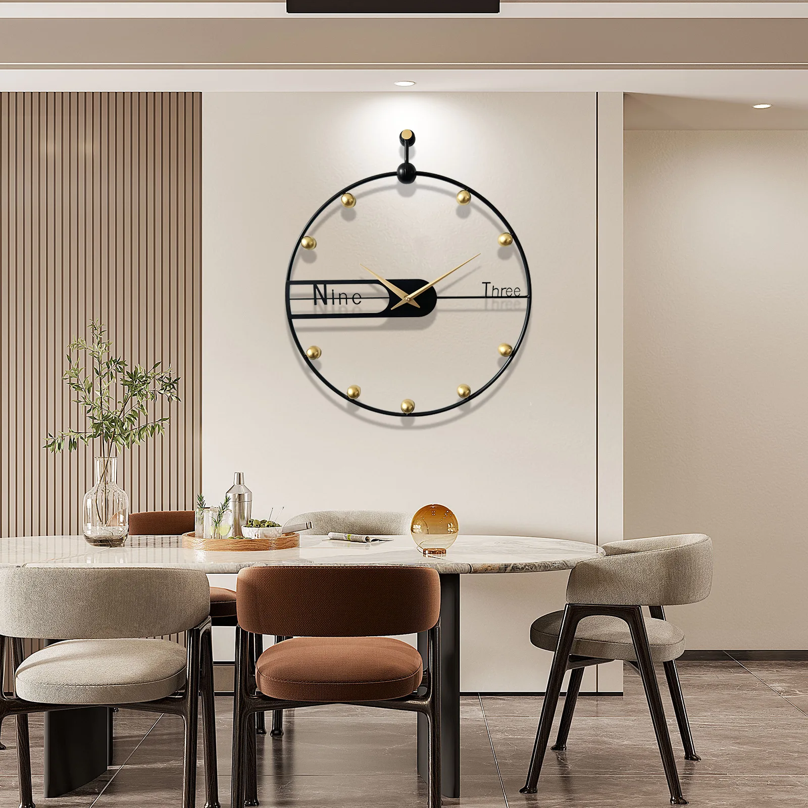 Cross-border modern simple wall clock living room wall lamp light luxury background wall decorative clock fashion art clock