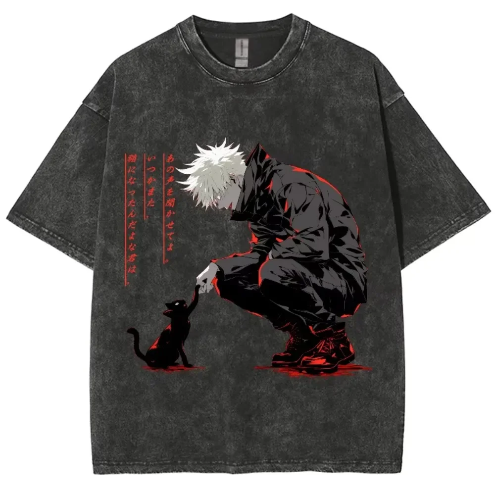 

Футболки Anime Jujutsu Kaisen Gojo Satoru, мужские и женские хлопковые футболки Harajuku Ryomen Sukuna Retro для футболки высокого качества