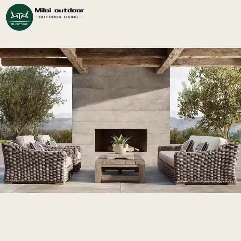 

Popular Design Outdoor Villa Hotel Balcony Rattan Sofa Garden Terrace Modern Sofa Set