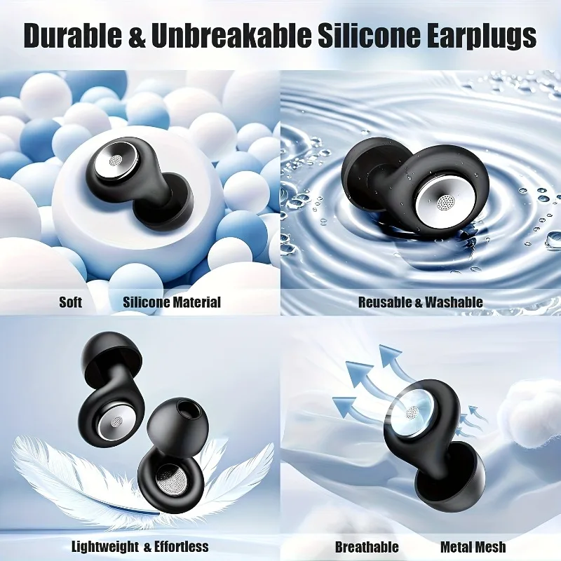 Sleep Earplugs,Noise Cancelling 45dB, Reusable Silicone Earplugs with 8 Eartips and Portable storage case