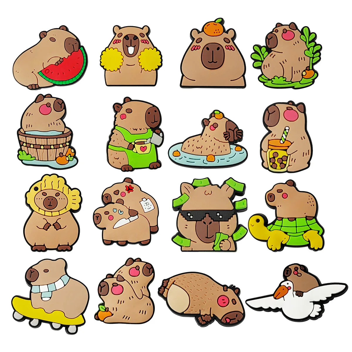 Hot Sale 1Pcs Capybara Shoe Charms for Crocs Accessories Decoration Clog Pin Bracelet Wristband Party Gift