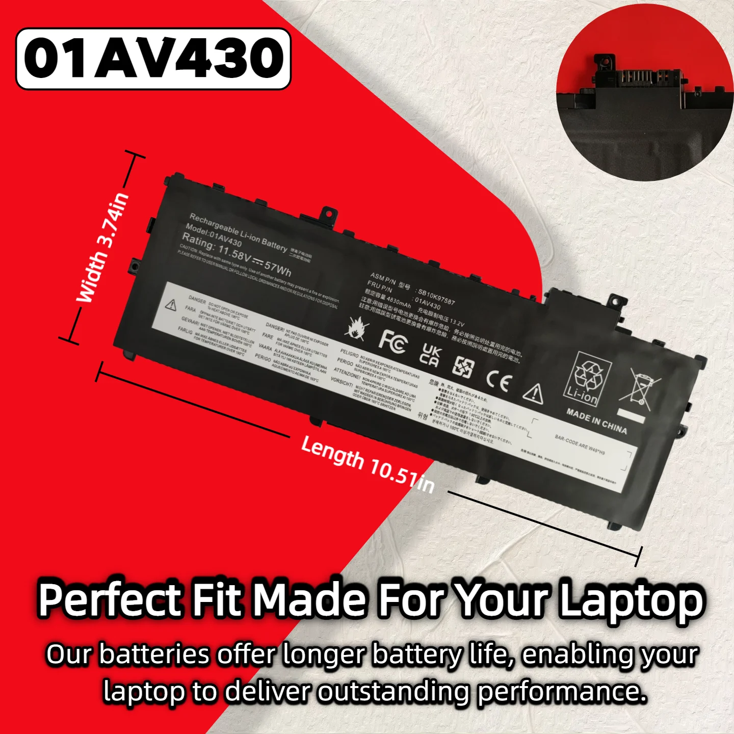 Wholesale And Retail 11.58V 01AV430 Battery 01AV431 for Lenovo ThinkPadX1 Carbon 5th 2017 6th 2018 Gen 01AV494 13Months Warranty
