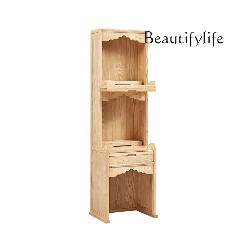 Ash wood solid wood three-layer shrine vertical cabinet for Taiwan Guanyin Guan public household modern Buddhist shrine cabinet