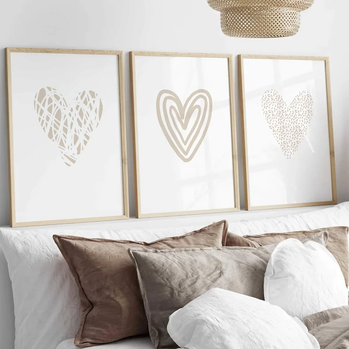 3pcs/set Neutral Beige Love Canvas Print Poster Modern Minimalist Abstract Art Prints Living Room Hallway Wall Art Home Decor