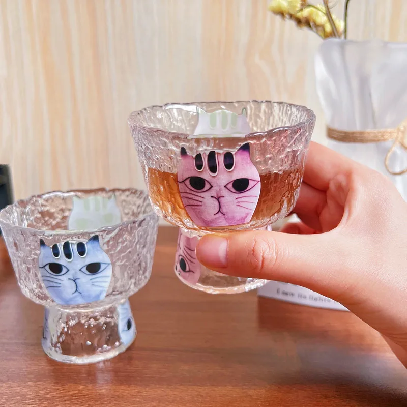 

Japanese Creative Handmade Cat Glass Cup Heat Resistant Thickened Cartoon Tea Cup for Home Couple Men