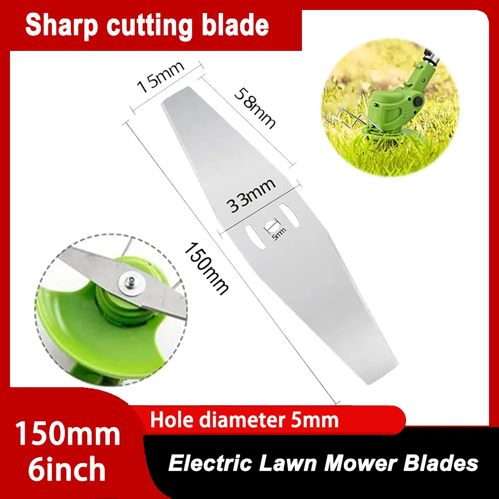 Lithium Battery Lawn Mower 6 inch 150mm Alloy Saw Blade Lawnmower Metal Trimming Replacement Blade Accessories for Lawn Garden