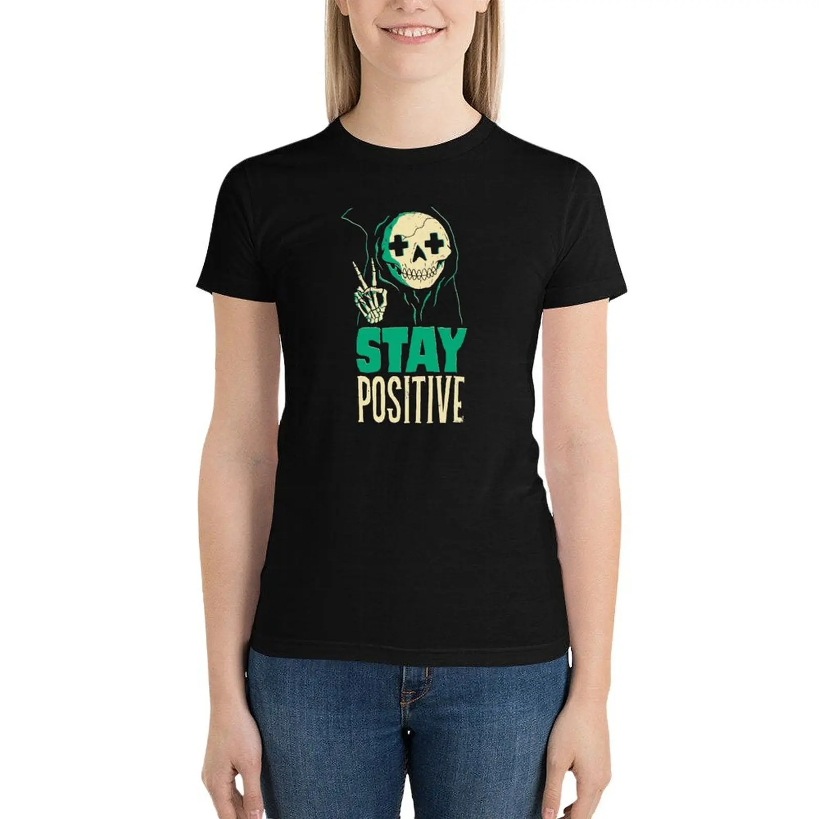 Stay Positive T-Shirt tops aesthetic clothes anime clothes Woman fashion