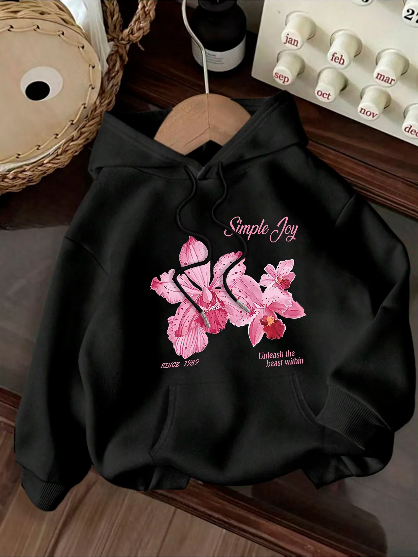 

Floral Graphic Print Autumn and Winter Cotton Hoodie for Men and Women Casual Outdoor Street Sports Training Brand Trend