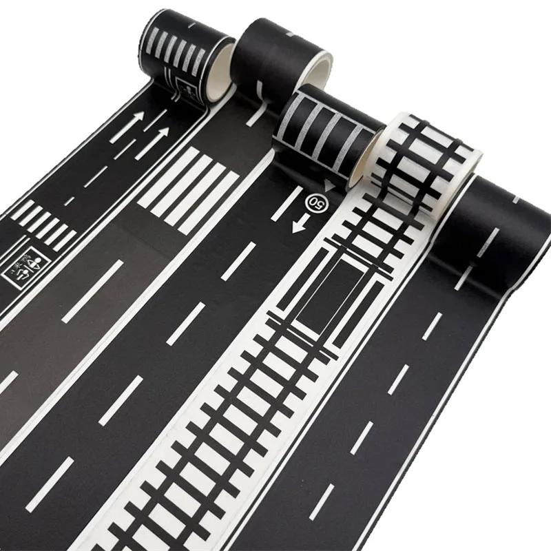 1roll Reusable Cartoon Road Sticker Black Road Tape DIY Racing Track Floor Stickers  Birthday Party Race Car Game Decor Supplies