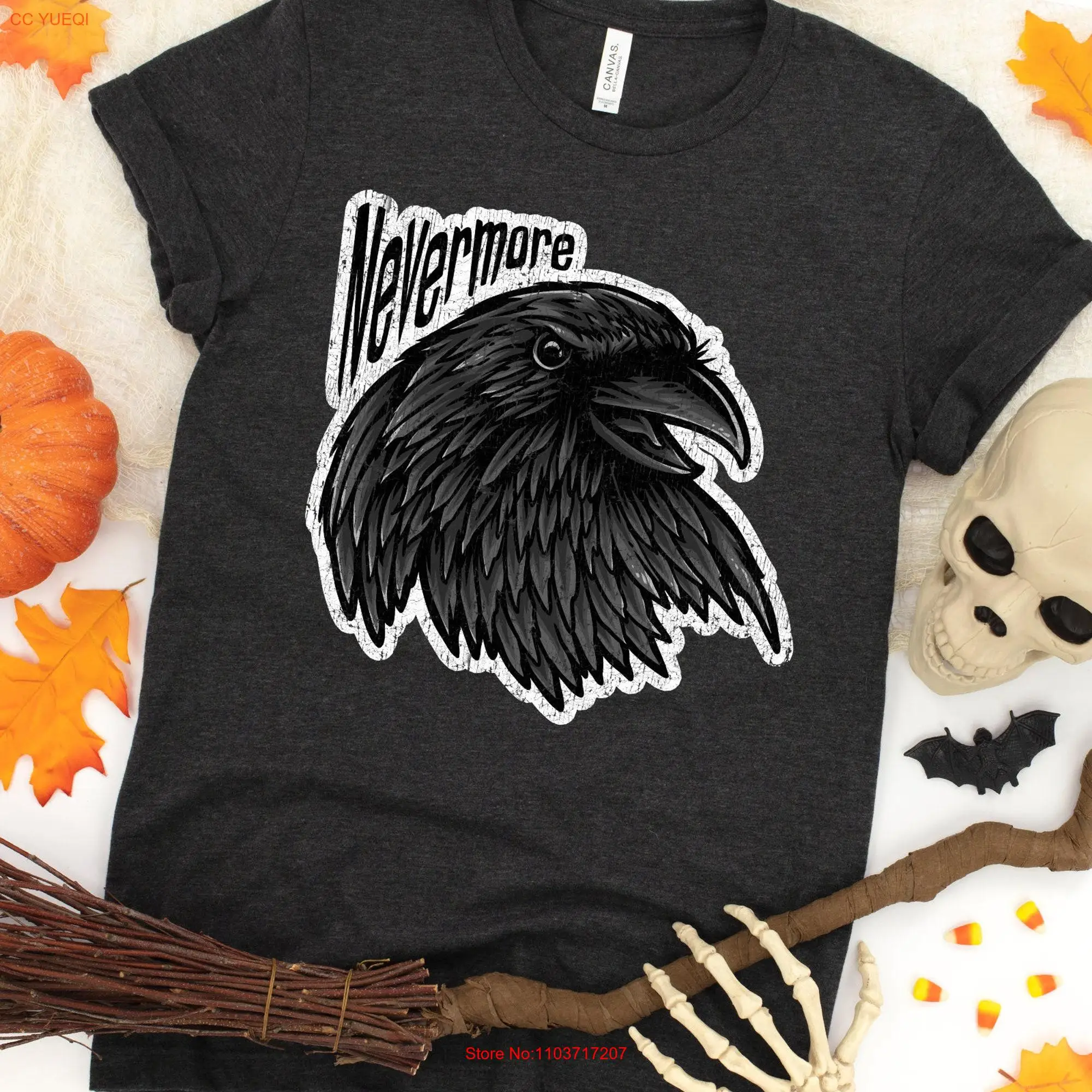 Футболка На Хэллоуин с длинным или коротким рукавом Nevermore, Эдгар Аллан По, Ворон, вдохновляющий поэт и писатель