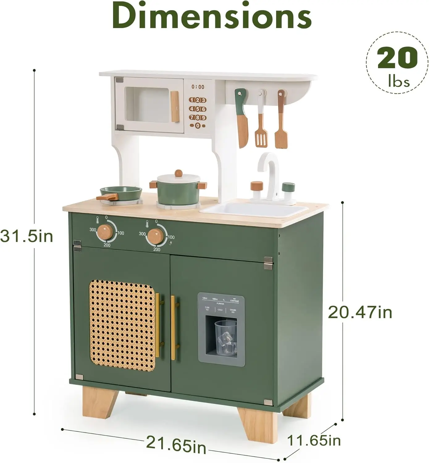 Robtiendra me-Ensemble de jeu de cuisine Robud pour enfants, jeu en bois vintage avec distributeur de glace, jouet de cuisine pour tout-petits, cadeau pour bébé