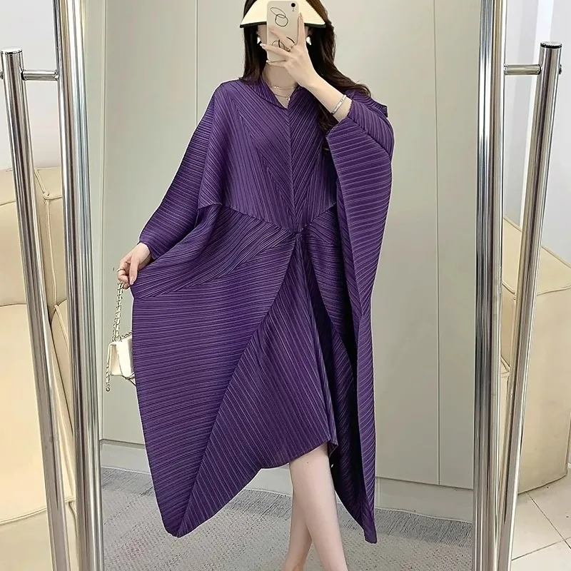 

Miyake Loose Plus Size Dress Women's Summer Irregular Small and Unique Design Feeling Pleated Long Dress