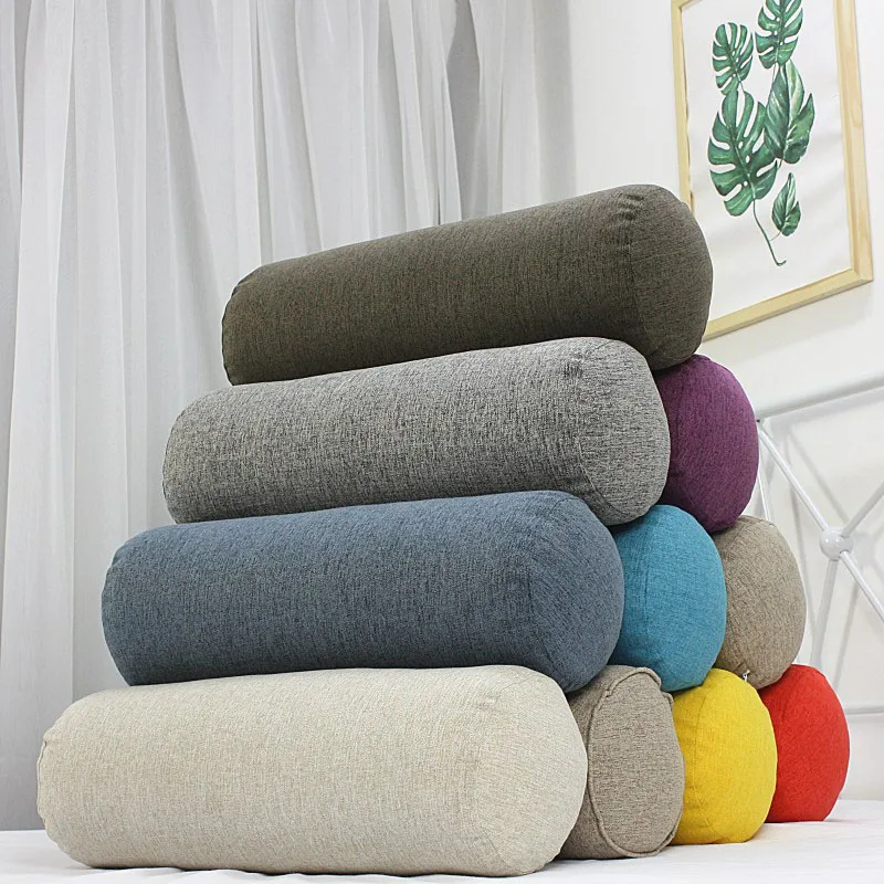 Round Lumber Cushion Pillow Cotton Linen Head Back Support Cushion Travel Bed Pillow Removable Washable Sofa Cushion Home Decor