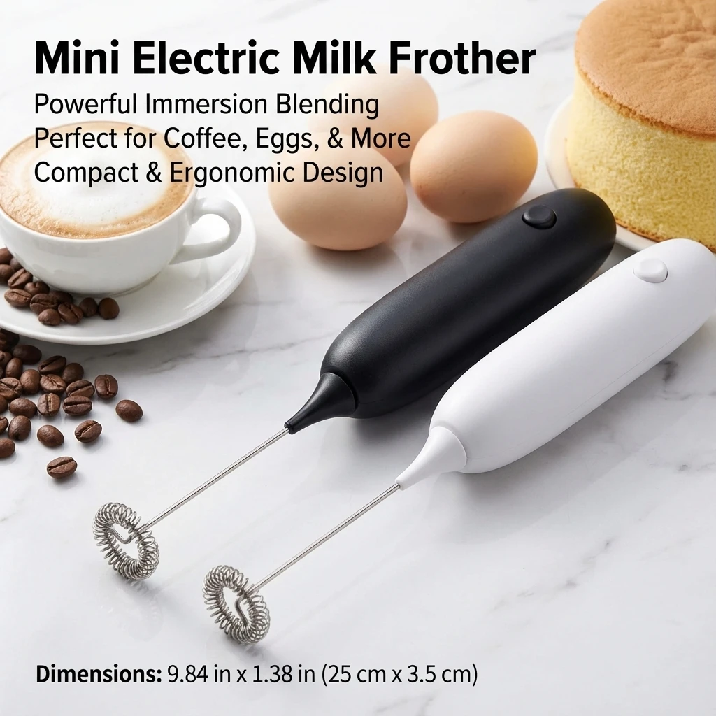 1PC Automatic Handheld Egg Beater Milk Froth Mixer Battery Operated Coffee Whisk Kitchen Tool for Foam Creation
