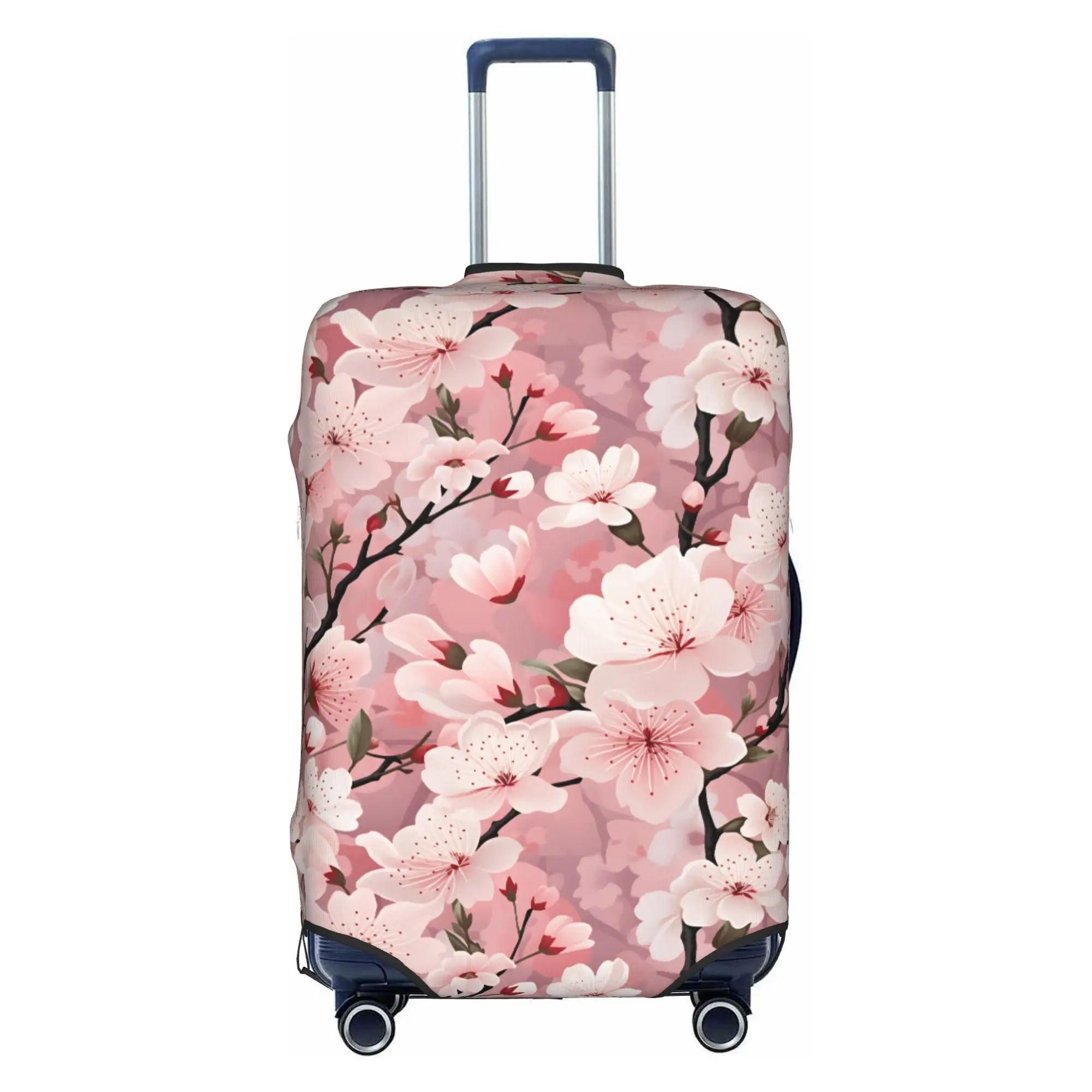 Funny Cherry Blosoms Japane Flowers  Luggage Cover Protector Washable Soft Pale Pink and Mauve  Travel Suitcase Covers