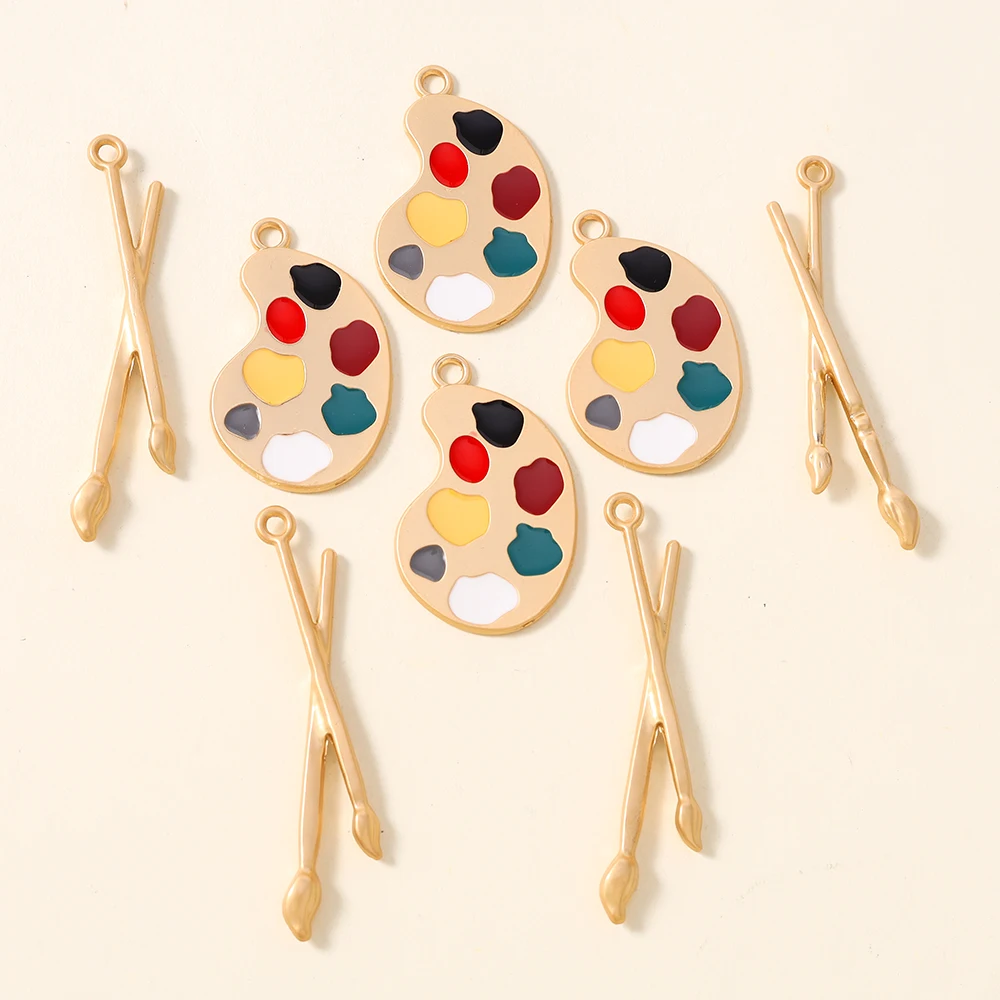 10pcs Cute Enamel Drawing Board Charms Artist Painting Board