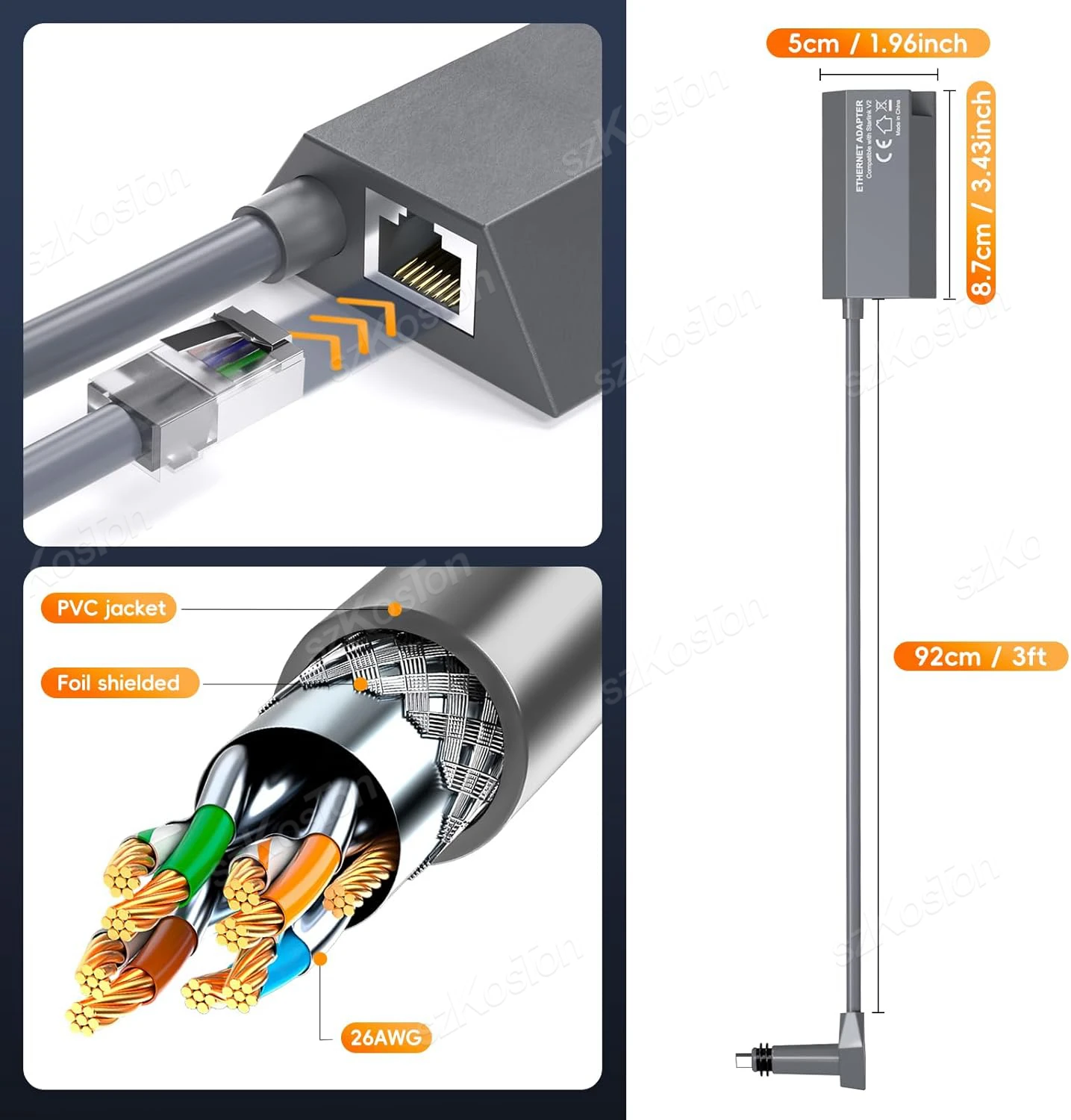 Ethernet Adapter for Starlink Standard Actuated Gen 2 Wired External Network RJ45 Gigabit Ethernet Adapter for Starlink V2 ﻿ image 6