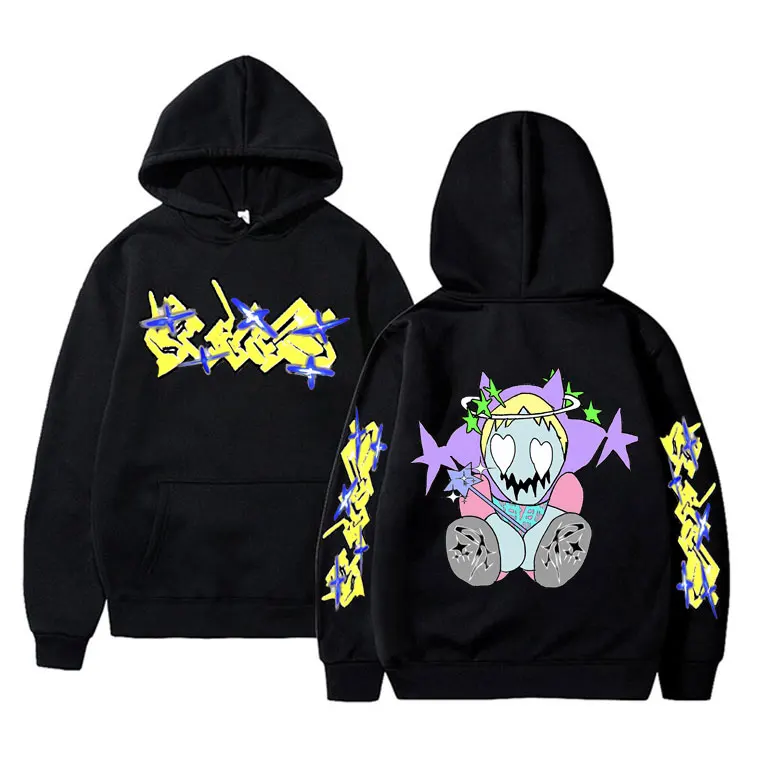 Rapper Bladee 333 Skate Drain Gang Double Sided Printed Hoodie Male Hip Hop Harajuku Sweatshirt Men Women Fashion Loose Hoodies