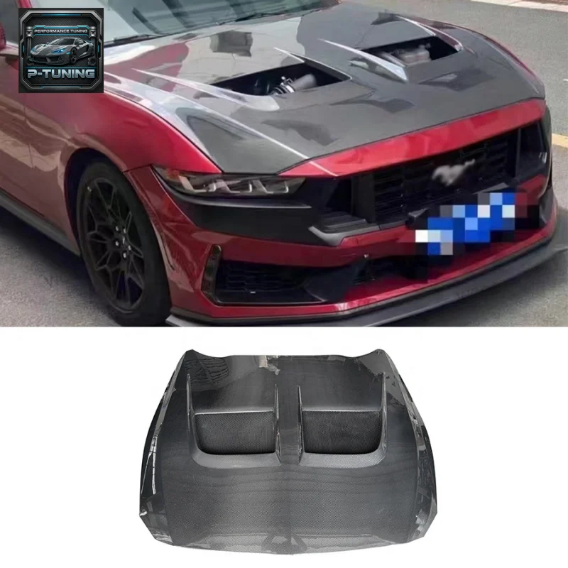 

For Ford Mustang 2024+ GT Dark Horse S650 GTD Style Carbon Fiber Front Hood Bonnet Engine Cover Car Bodykit