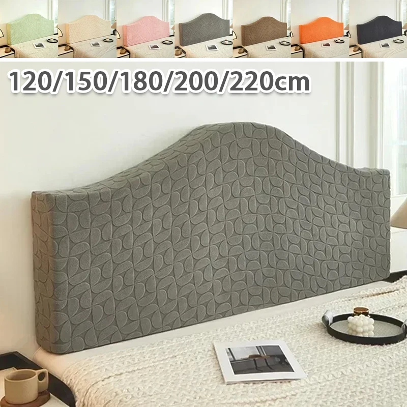 Elastic Jacquard Bed Headboard Cover All-Inclusive Curved Wavy Headboard Slipcover Embossed Textured Dustproof Bed Protector