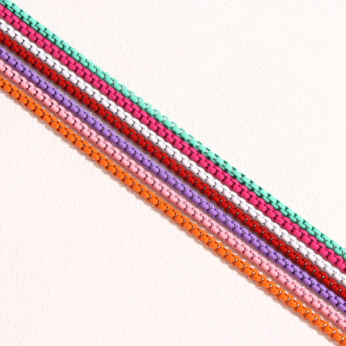 Edelstahl Boho Candy Farbe Halskette Kette DIY Basic Frauen Mädchen 3mm Halsband Link Grün/Rosa Box Ketten schmuck Zubehör – Detail 10