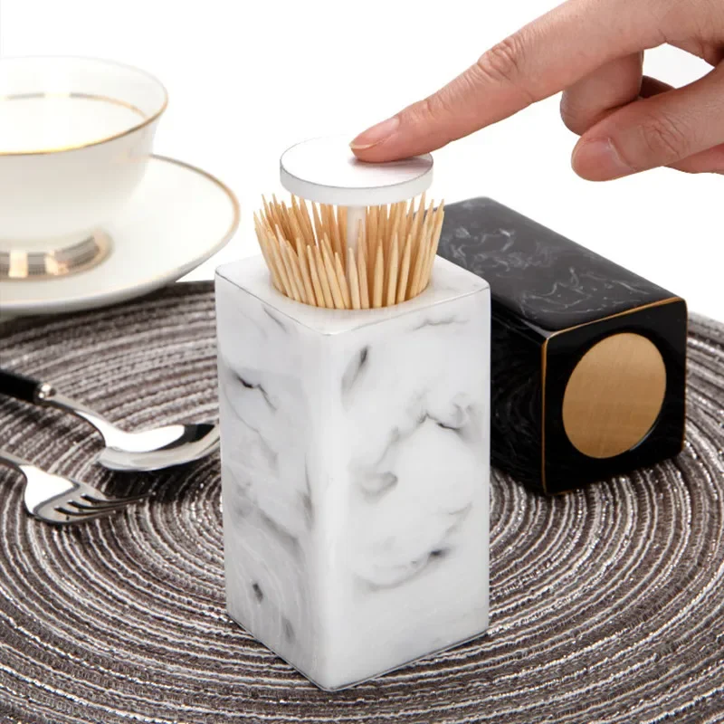 Household Toothpick Holder Cotton Swab Box Living Room Bathroom Desktop Toothpick Jar Hotel Restaurant Portable Storage Box