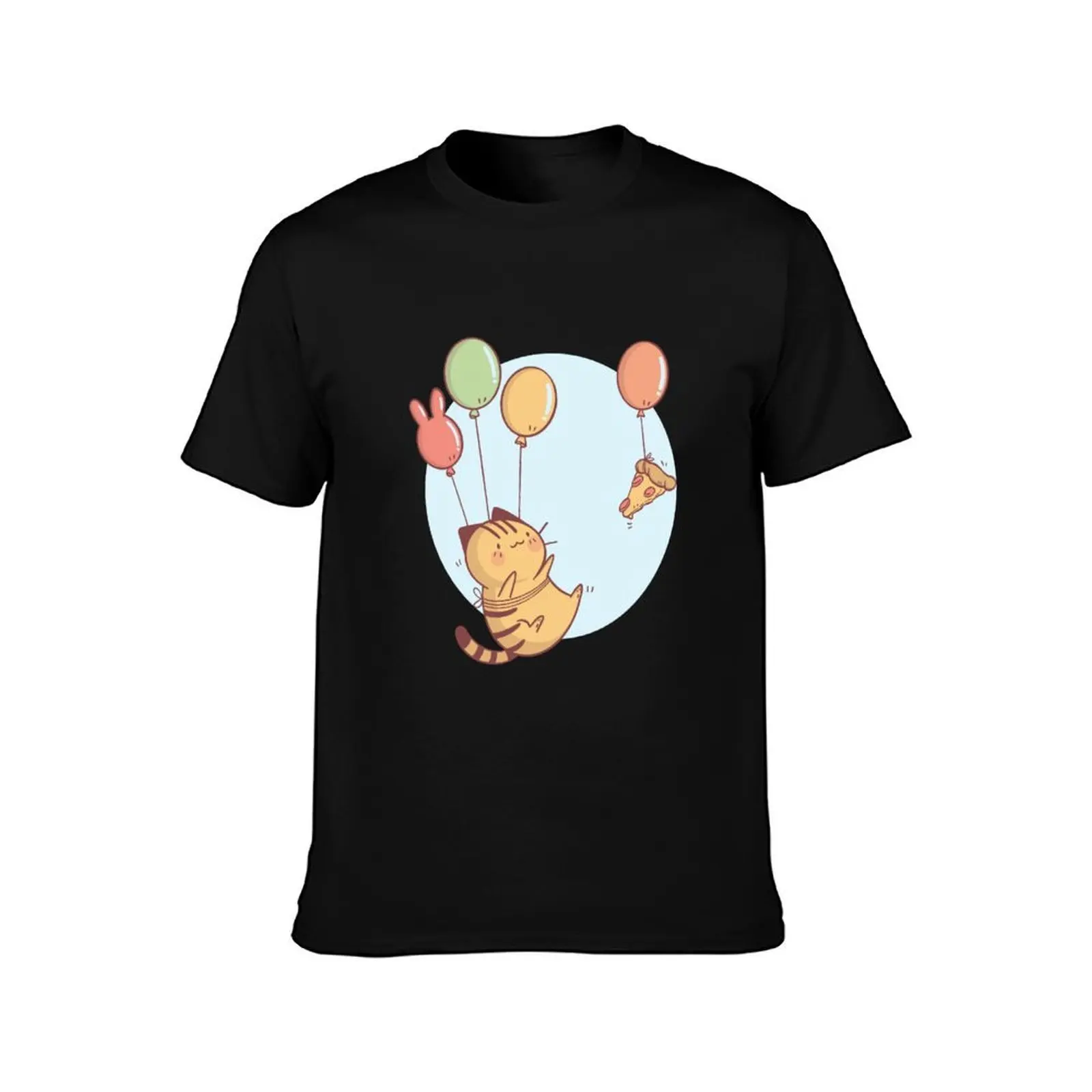 Floating Cat T-Shirt, Summer Casual Cotton Tee, Oversized Streetwear Tops, Vintage Graphic Print, Loose Fit Short Sleeve
