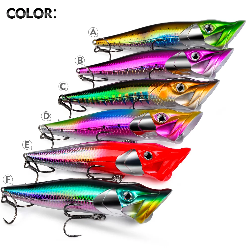 Proberos Topwater Floating Popper Köder, Künstlicher Harter Wobbler mit Rassel, 19g/50g Weitwurf-Oberflächenköder – Detail 3