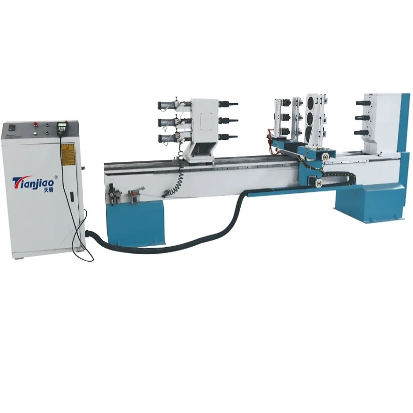 Lathe Turning Machine Stair Post Cue Maker with New Motor and Engine Condition Used TJ-1512 Three Axis Automatic CNC Wood