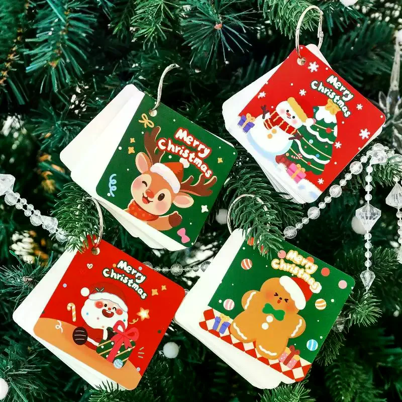 1/4 Stuks Kerst Losbladige Notebook Cartoon Kerstman Sneeuwpop Elanden Mini Draagbare Notepad Student Briefpapier Prijzen gift
