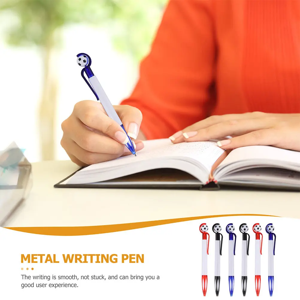 

6Pcs Football Ballpoint Pens Premium Plastic Cartoon Design Comfort Grip Smooth Writing School Supplies Soccer Party Favors