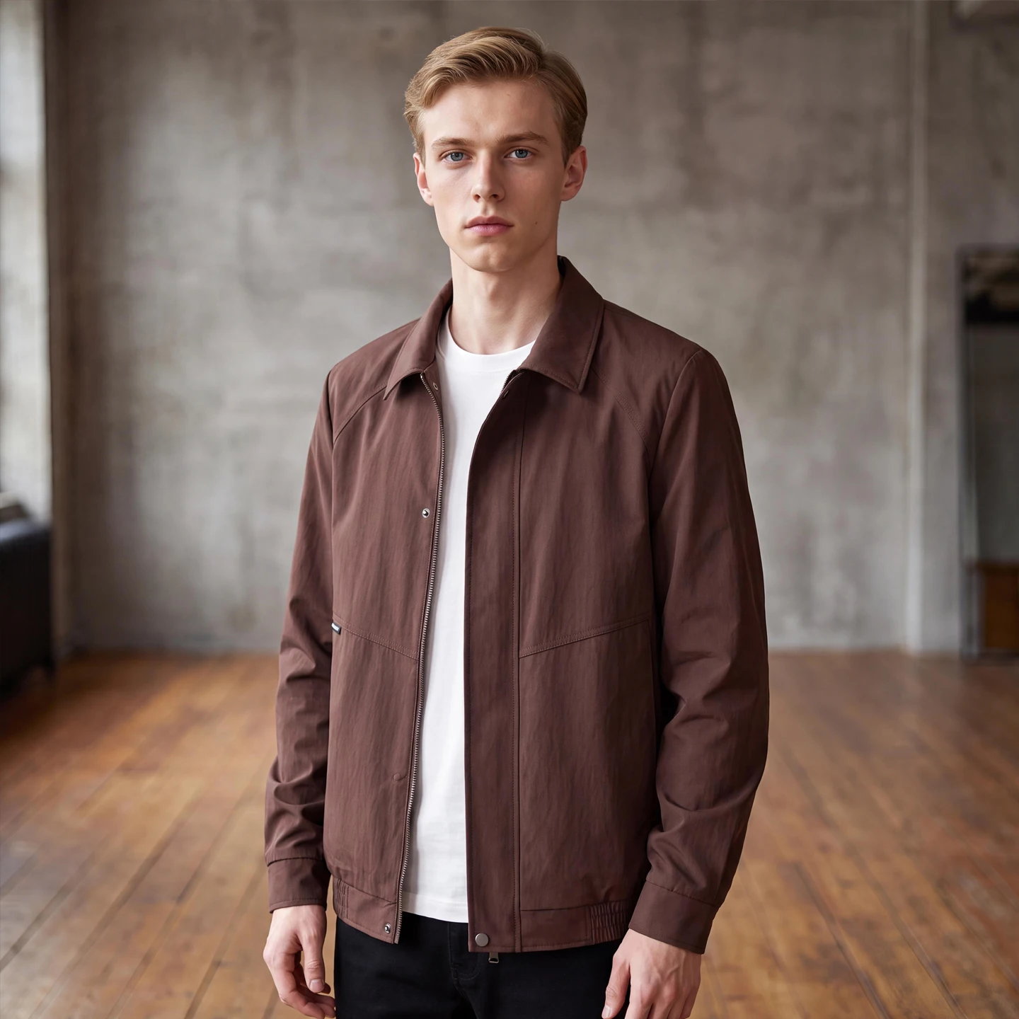 Men's Fashionable Autumn New Style Pure Color Business Collar Casual Jacket Versatile Handsome Trendy All-Match Leisure Coat