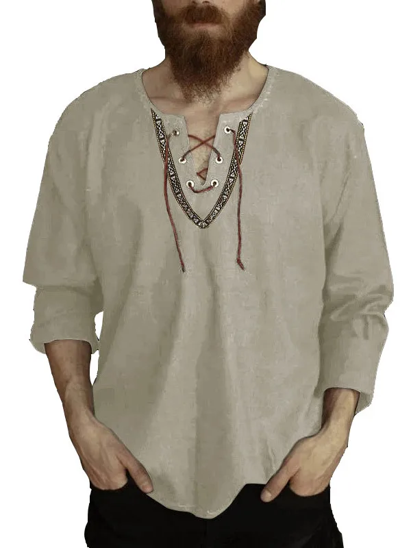 

Loose Large Size Long Sve Dstring Men's irt Youth Faion Summer Thin Model No Brand Other Fabric Pure Color