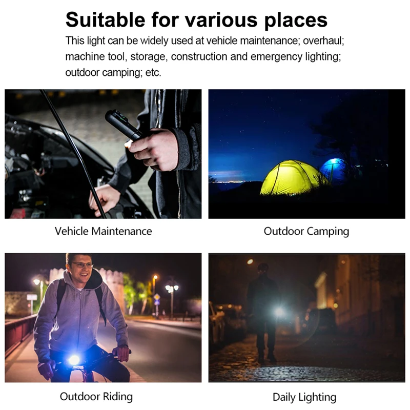 SUPERFIRE G12 Portable COB LED Flashlight USB Rechargeable Work Light Magnetic Lanterna Car Repairing Built-in Battery Torch