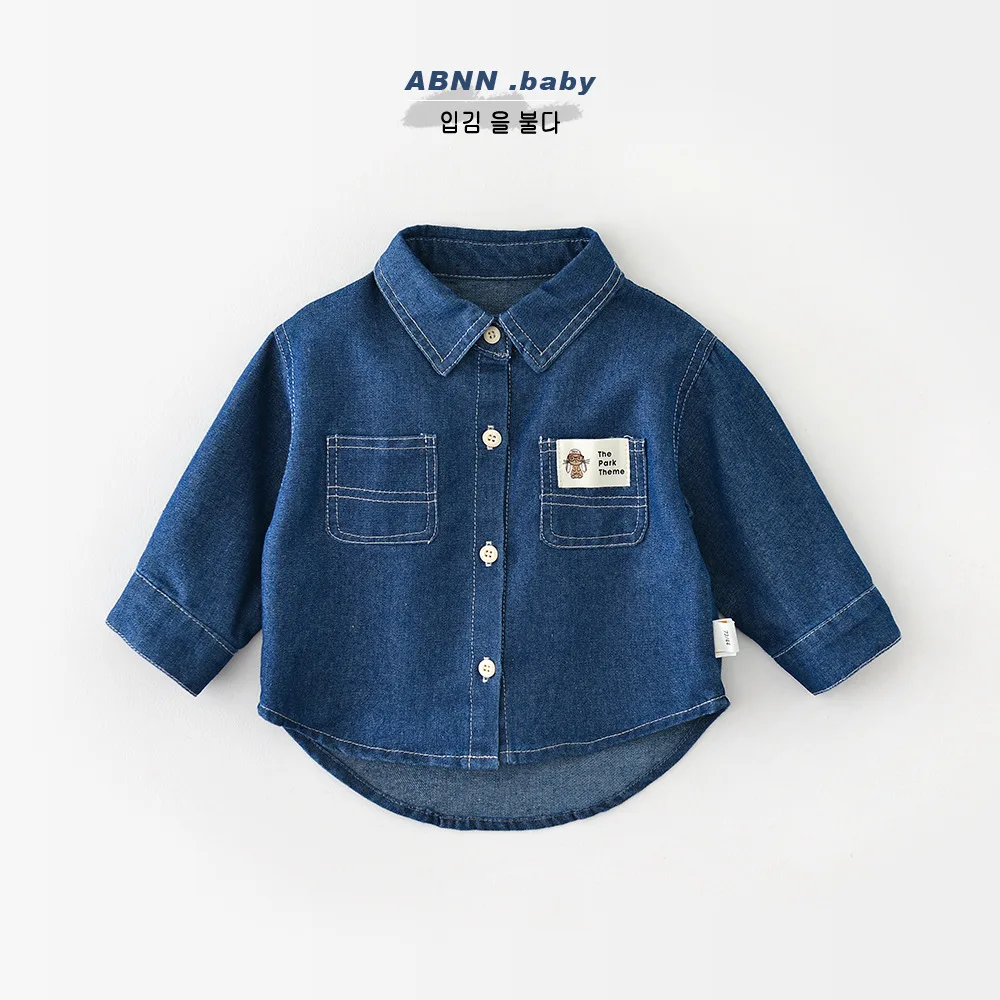 

Baby autumn shirt new Korean version children's foreign style washed denim jacket baby long sleeve top