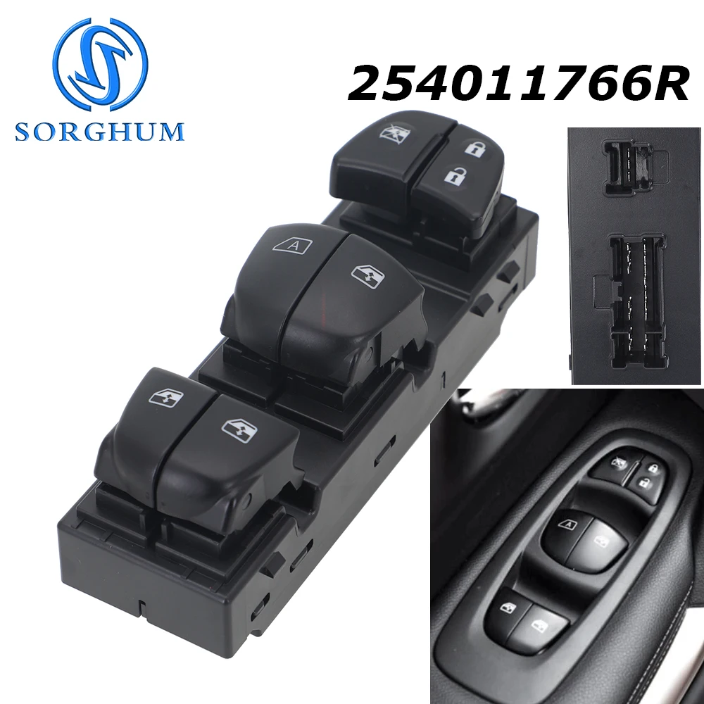 

254011766R For Renault Kadjar 2015 2016 2017 2018 2019 2021 Front Left Power Window Switch Lifter Control Button 25401-1766R