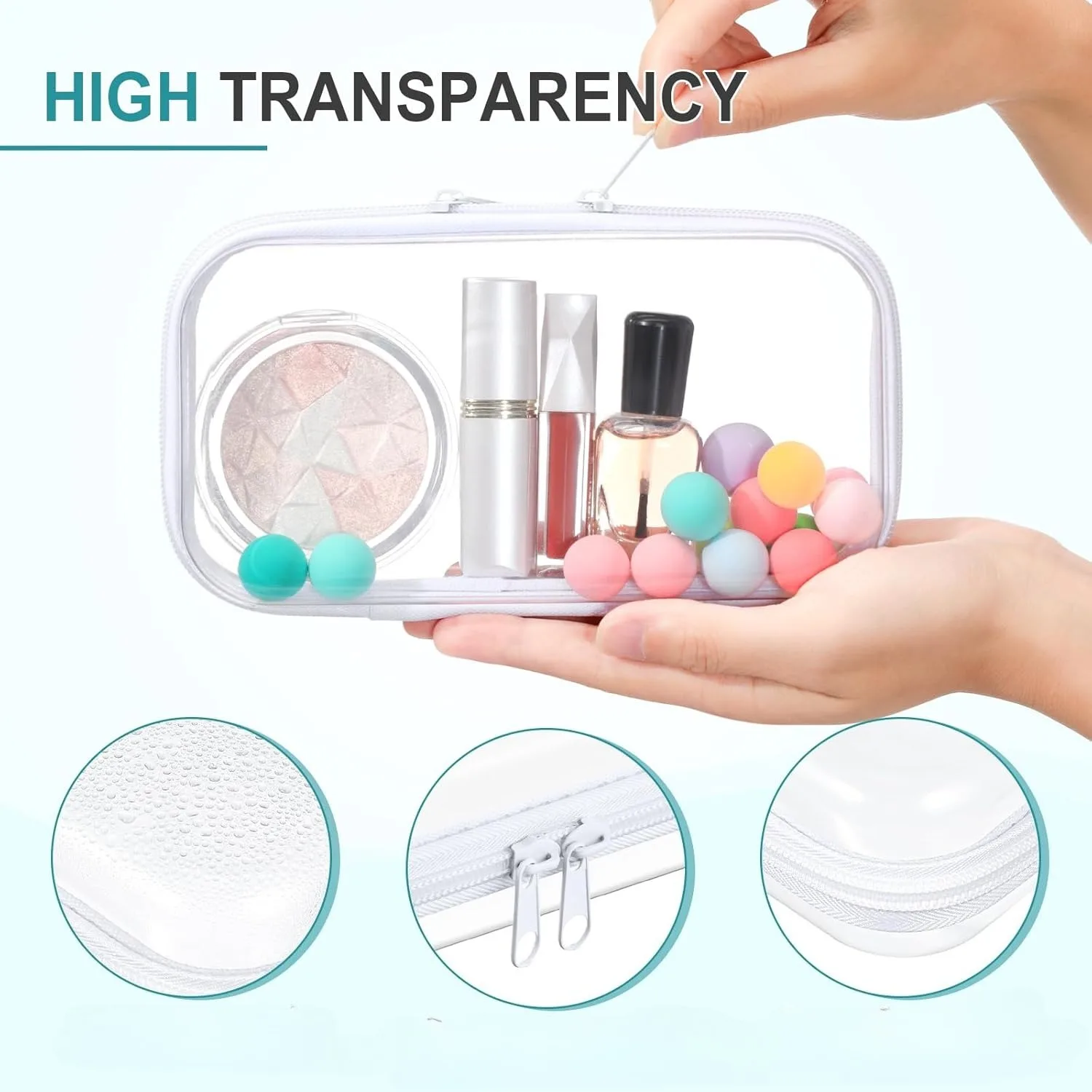 Transparent Zipper Bags Set Reusable Clear Pouch Organizer for Cosmetics Stationery Small Items Tools Storage