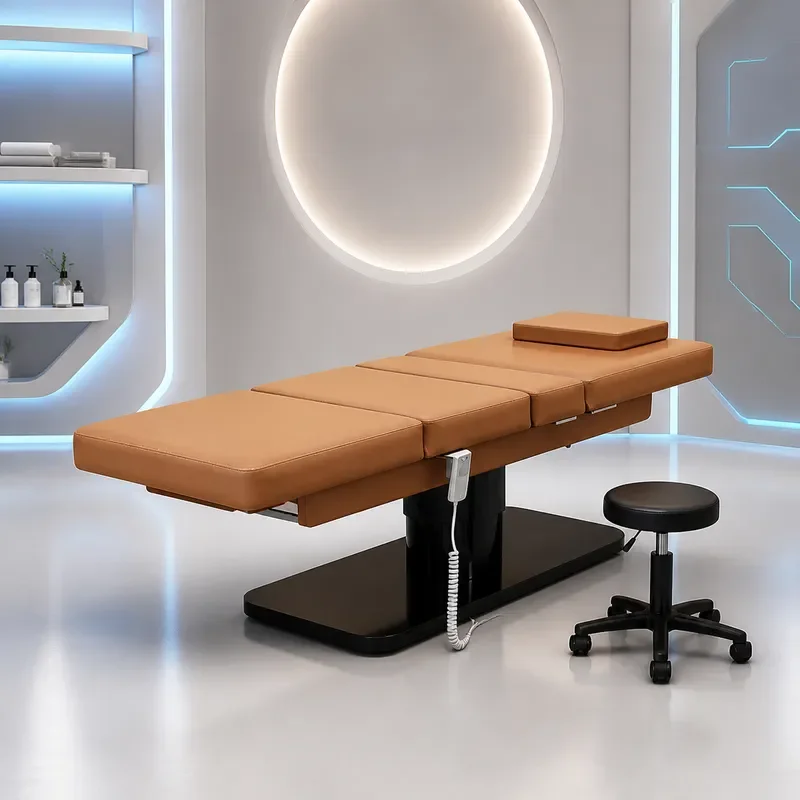 Adjustable Electric Beauty Bed with Lamp for Eyelash Extensions and Embroidery Eyebrow Treatments Lifting Massage Table
