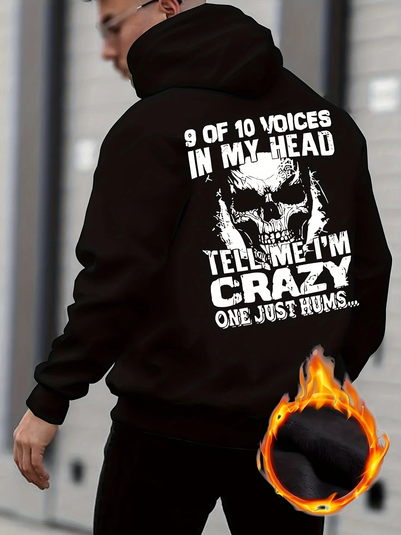 Street style distressed skull pattern printed men's hooded sweatshirt - Gothic dark, mysterious, cool and stylish hooded hoodie