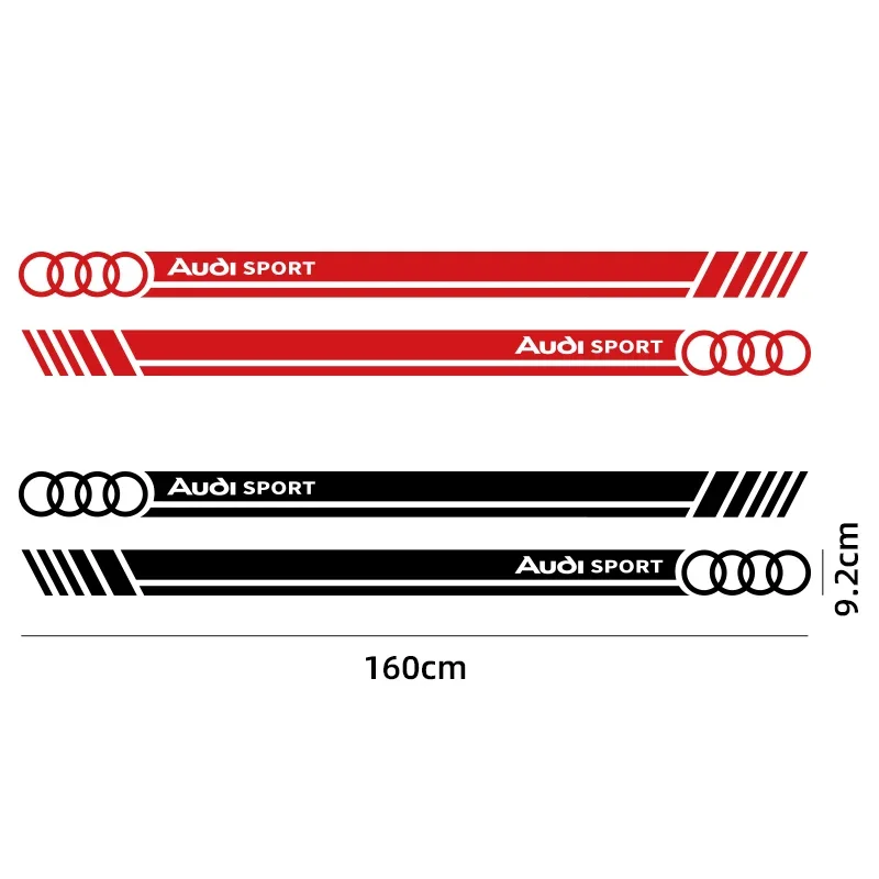 2pcs Long Stripe Car Stickers Auto Side Body Sports Decals Automobiles For AUDI TT A3 A4  A7 Q3 Q5 S4 S5 S6 Car DIY Sticker