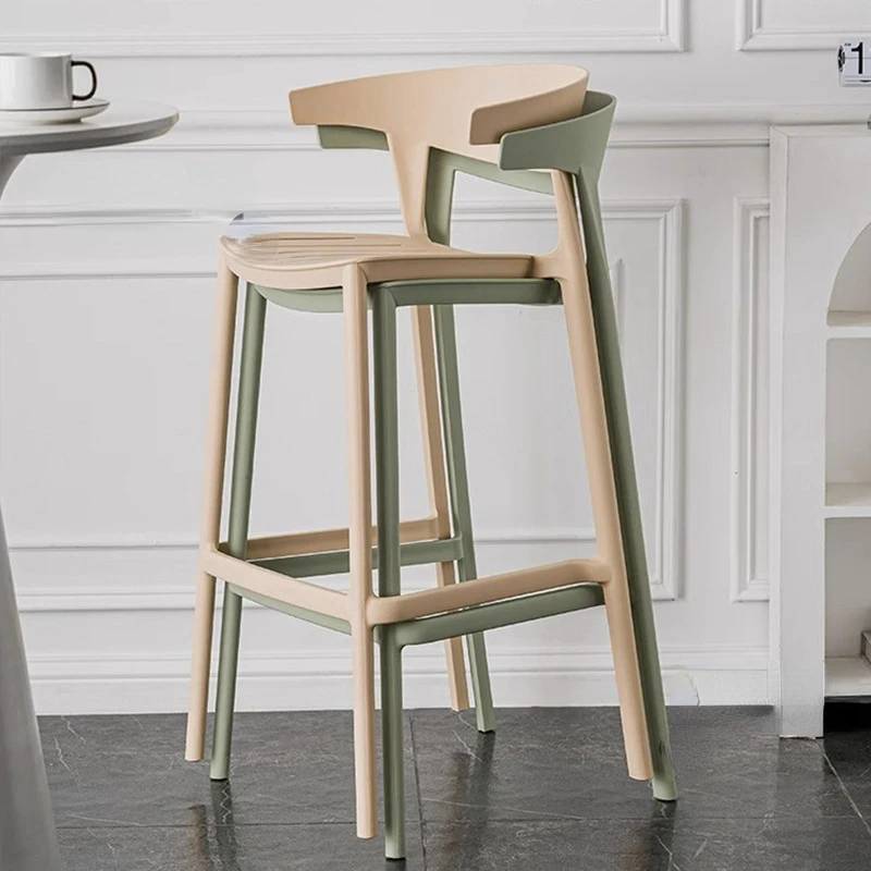 

Lounge High Back Bar Chair Plastic Terrace Library Modern Bar Chair Outdoor Design Kitchen Taburetes Altos Cocina Decoration